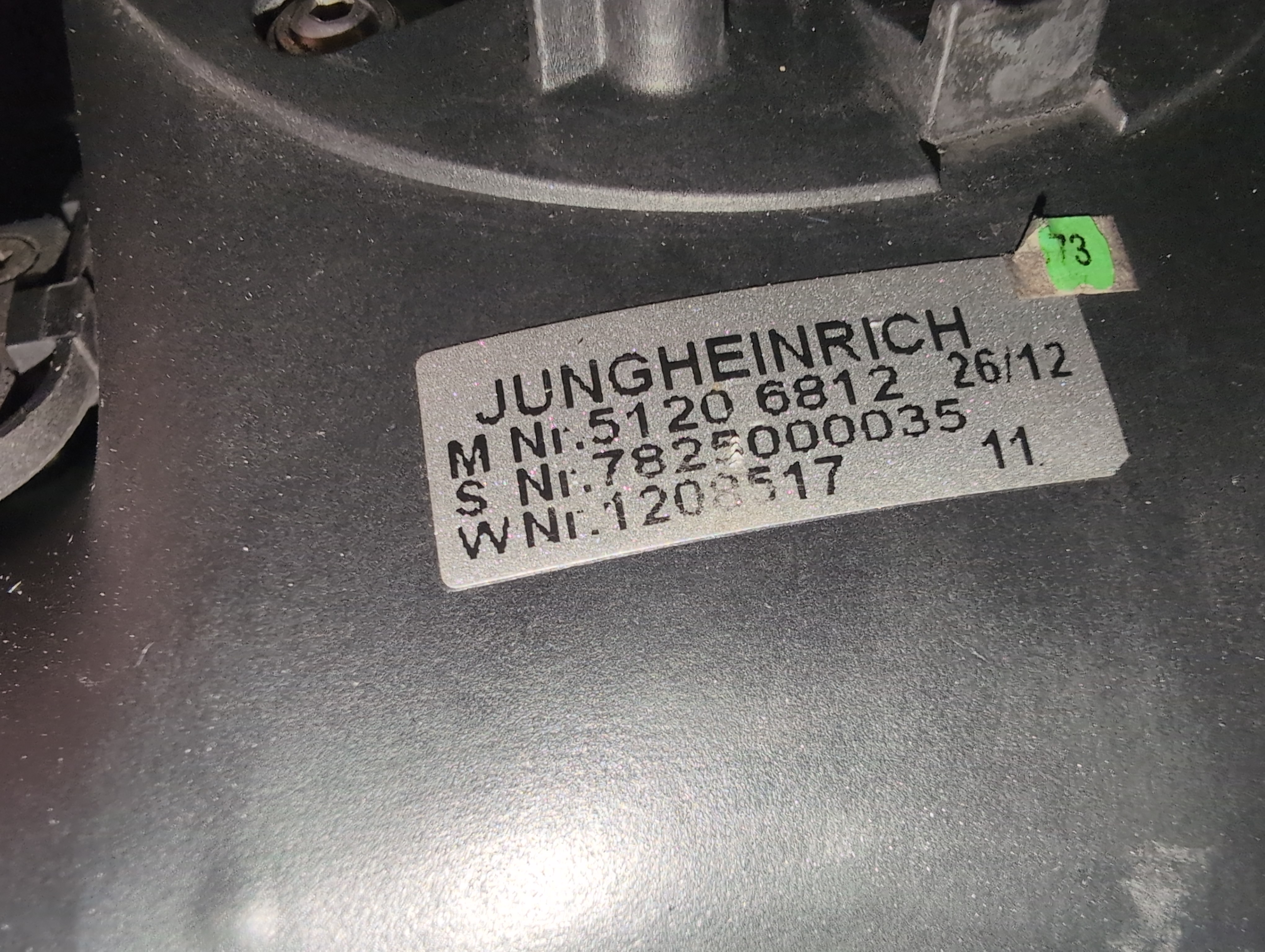 Jungheinrich multiPILOT Typenschild M Nr 5120 6812 S Nr 7825000035 W Nr 1205517