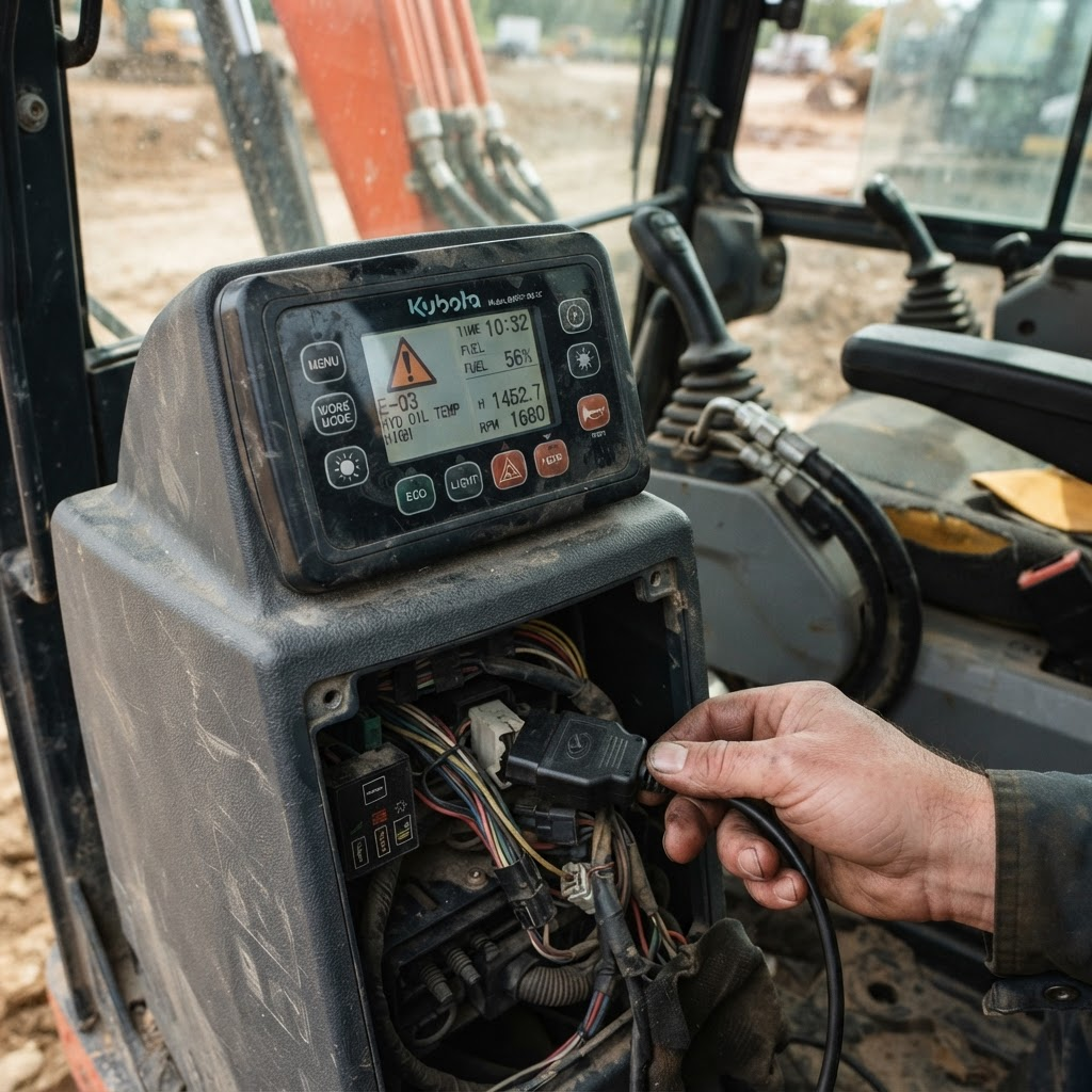 Oprava řídicích jednotek Kubota — ECU motoru, MAIN/VSM, EPOS hydraulické čerpadlo, monitorovací panel. Traktory, rypadla, nakladadla, generátory
