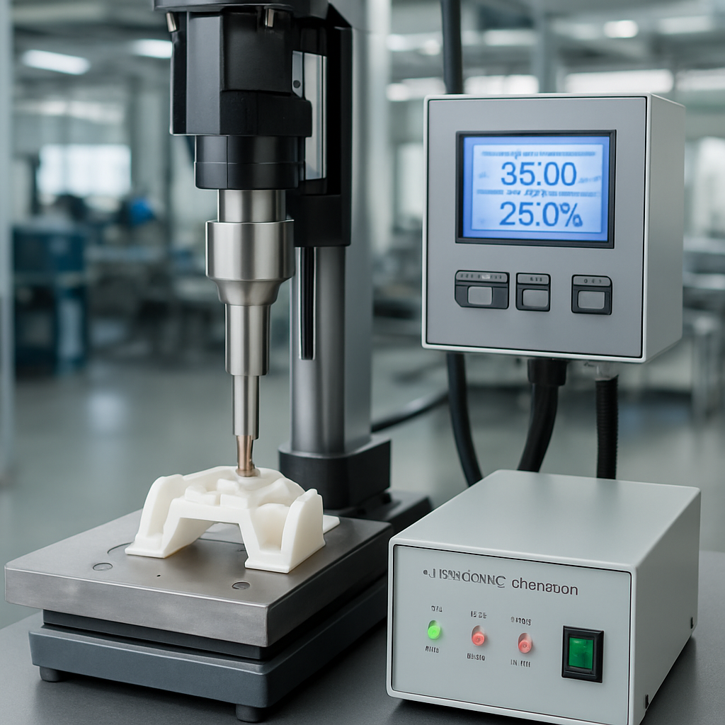 Industrial ultrasonic welding machine with digital generator and titanium sonotrode — Branson, Herrmann, Telsonic